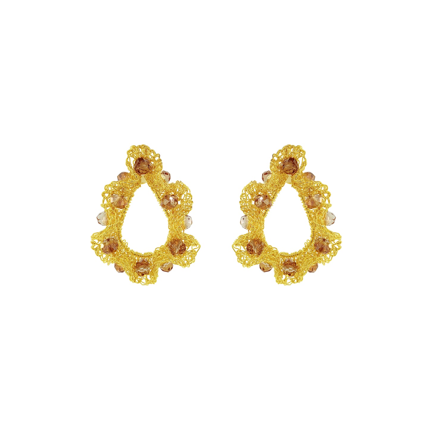 Amber-Gold-Nalu-teardrop-Handmade-Crochet-Earrings-handmade-crochet-teardrop-with-unique-design-18k-gold-filled-wire-hypoallergenic-lightweight-statement