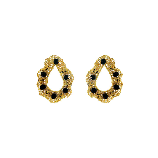 Black-Gold-Nalu-teardrop-Handmade-Crochet-Earrings-handmade-crochet-teardrop-with-unique-design-18k-gold-filled-wire-hypoallergenic-lightweight-statement