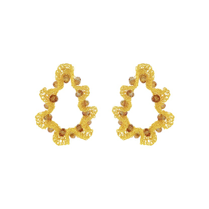 Amber-Gold-Nalu-maxi-teardrop-Handmade-Crochet-Earrings handmade-crochet-teardrop-with-unique-design-18k-gold-filled-wire-hypoallergenic-lightweight-statement