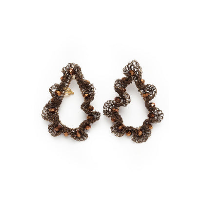 Sepia Mix Nalu Maxi Teardrop Handmade Crochet Earrings