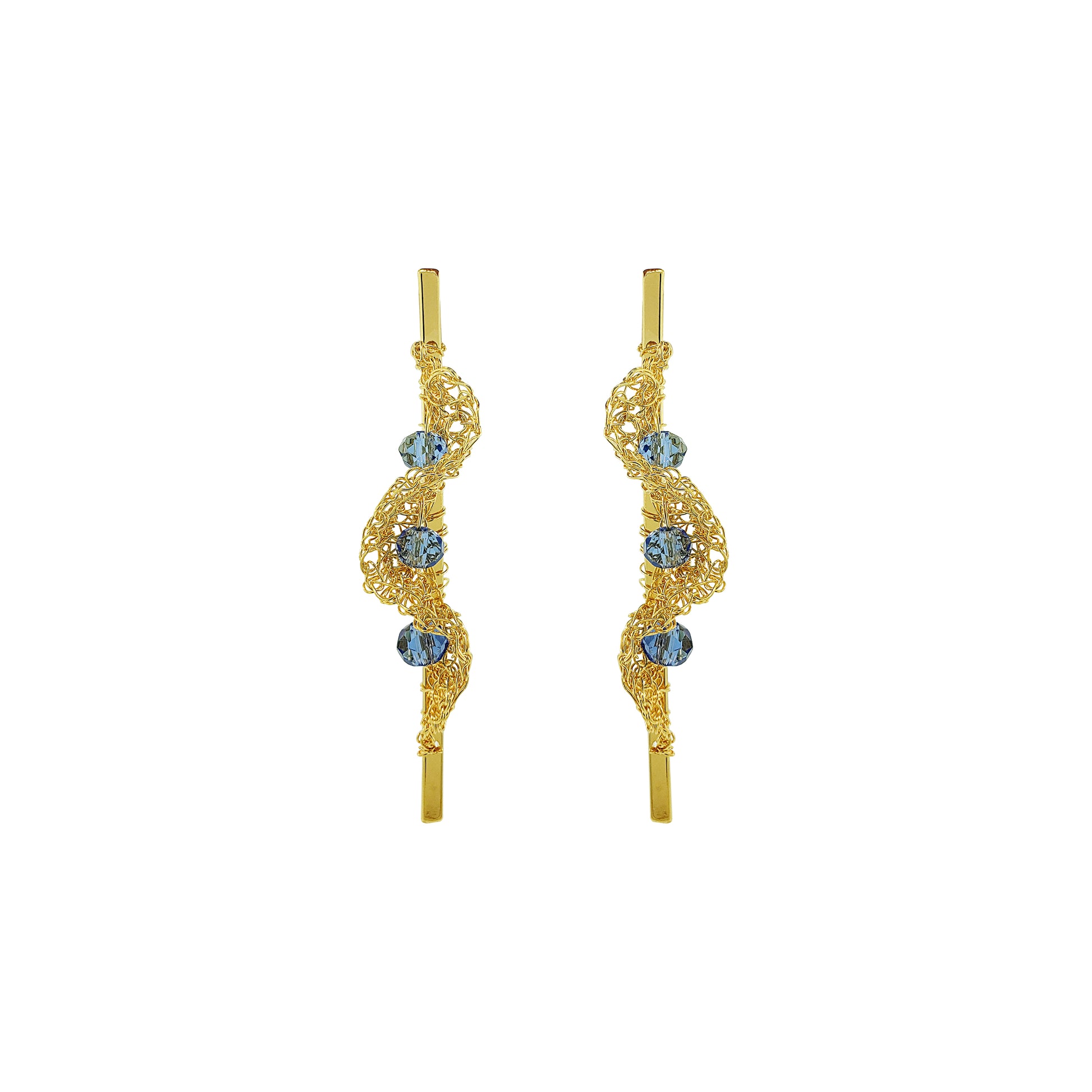 Blue-Gold-Nalu-Drop-Handmade-Crochet-Earrings-handmade-crochet-drop-with-unique-design-18k-gold-filled-wire-hypoallergenic-lightweight-statement