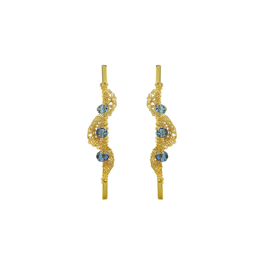 Blue-Gold-Nalu-Drop-Handmade-Crochet-Earrings-handmade-crochet-drop-with-unique-design-18k-gold-filled-wire-hypoallergenic-lightweight-statement