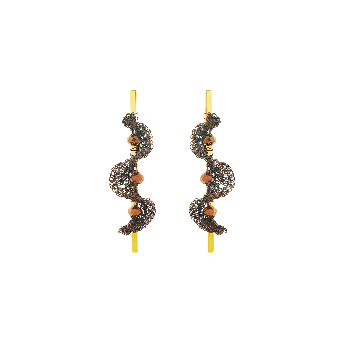 Sepia Mix Nalu Drop Handmade Crochet Earrings
