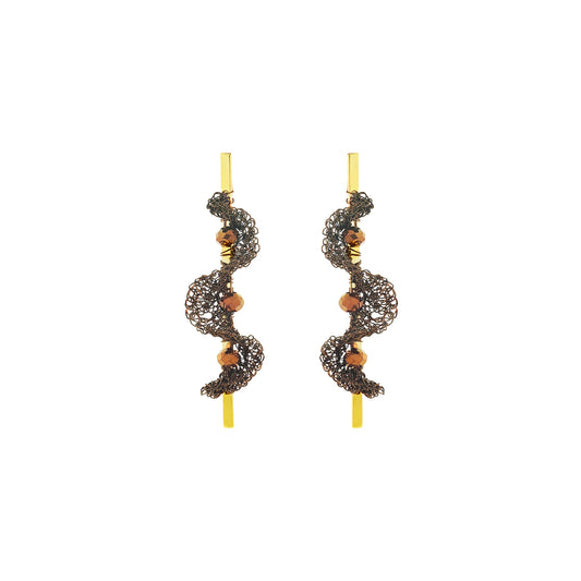 Sepia Mix Nalu Drop Handmade Crochet Earrings