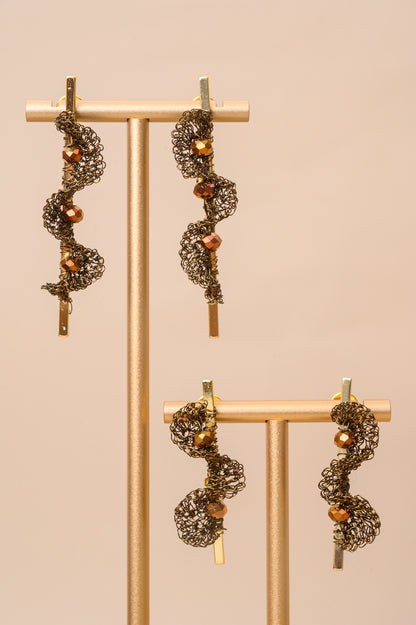 Sepia Mix Nalu Drop Handmade Crochet Earrings