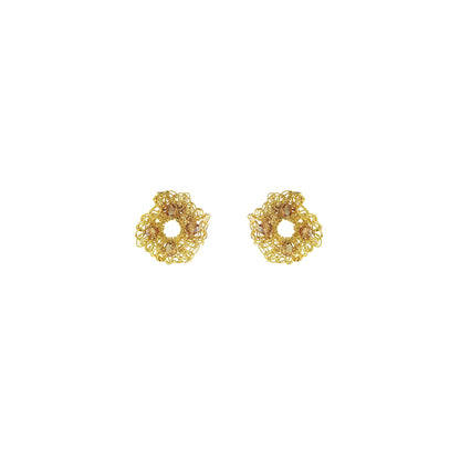 Amber & Gold Nalu Mini Post Handmade Crochet Earrings