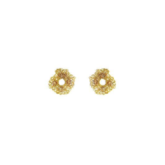 Amber & Gold Nalu Mini Post Handmade Crochet Earrings