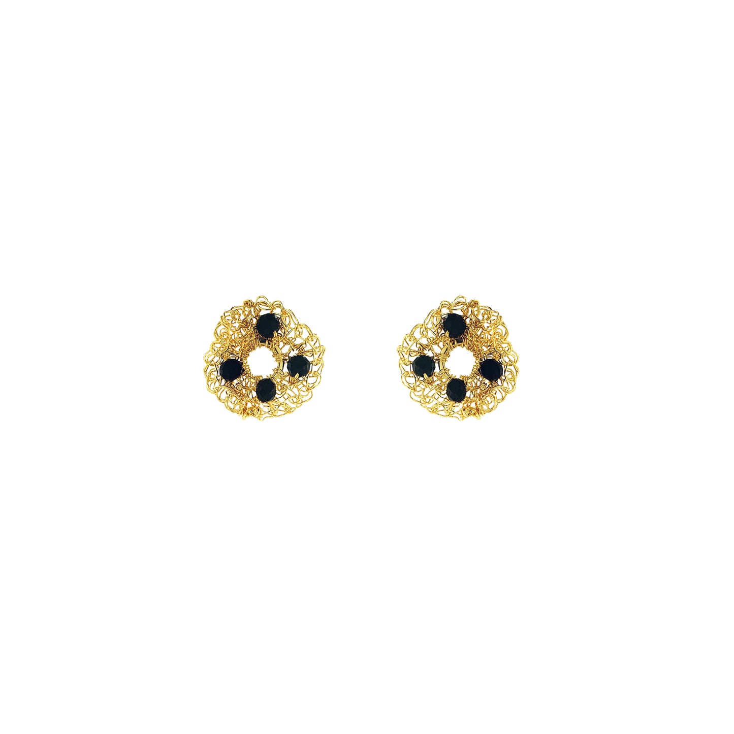 Black & Gold Nalu Mini Post Handmade Crochet Earrings