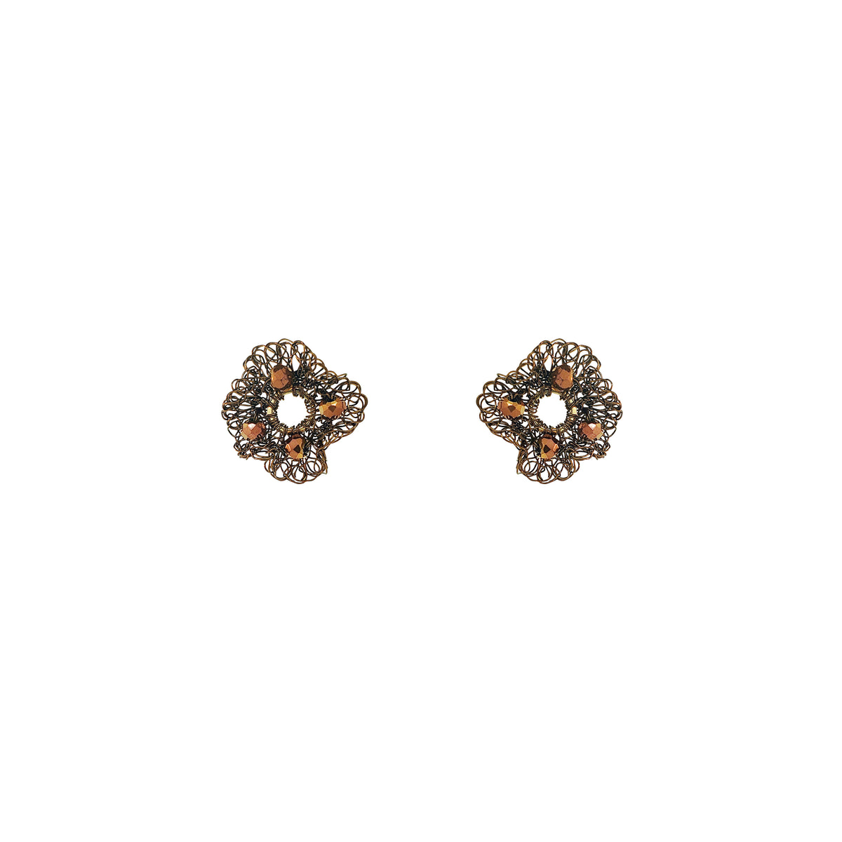 Sepia Mix Nalu Mini Post Handmade Crochet Earrings