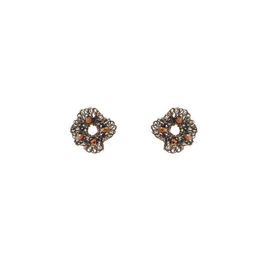 Sepia Mix Nalu Mini Post Handmade Crochet Earrings