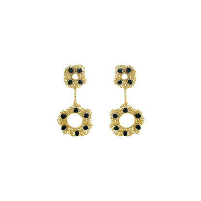 Black-Gold-Nalu-dangle-Handmade-Crochet-Earrings handmade-crochet-dangle-with-unique-design-18k-gold-filled-wire-hypoallergenic-lightweight-statement