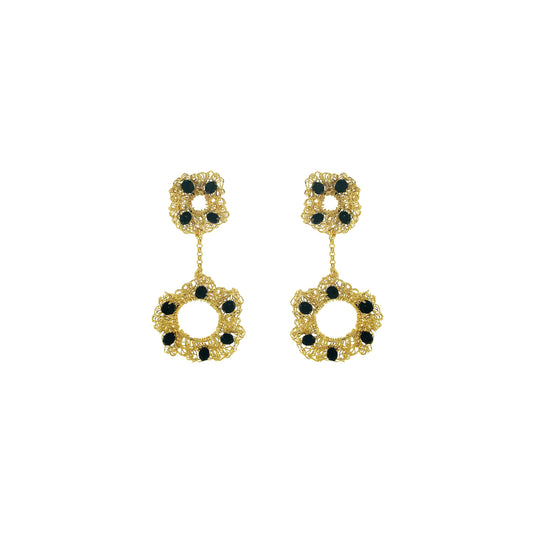 Black-Gold-Nalu-dangle-Handmade-Crochet-Earrings handmade-crochet-dangle-with-unique-design-18k-gold-filled-wire-hypoallergenic-lightweight-statement