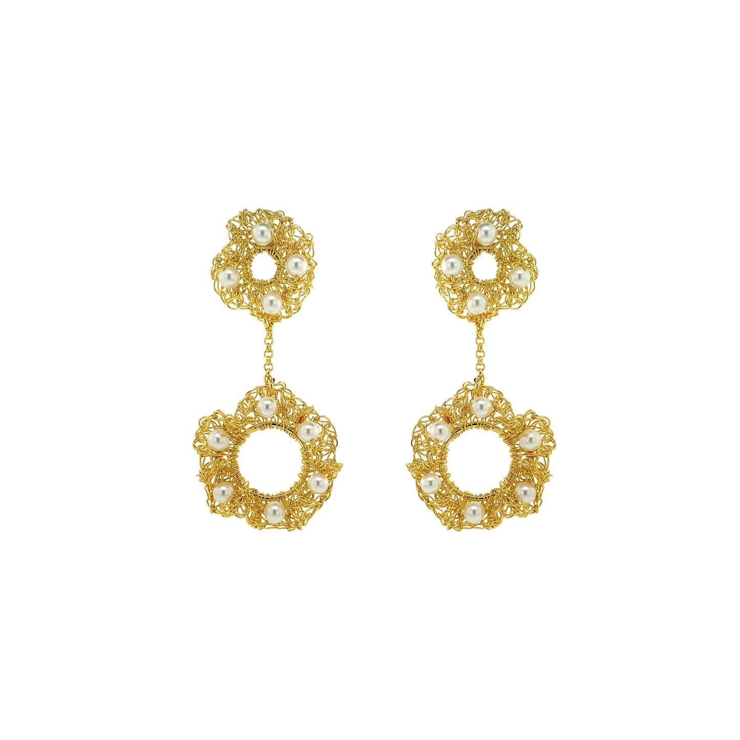 White-Gold-Nalu-dangle-Handmade-Crochet-Earrings handmade-crochet-dangle-with-unique-design-18k-gold-filled-wire-hypoallergenic-lightweight-statement