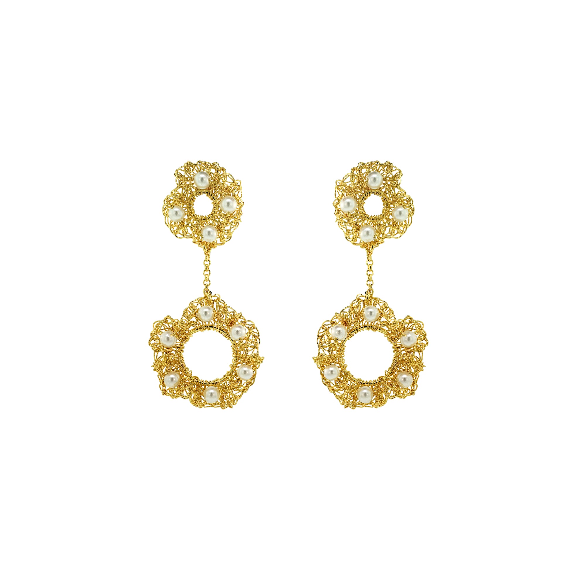 White-Gold-Nalu-dangle-Handmade-Crochet-Earrings handmade-crochet-dangle-with-unique-design-18k-gold-filled-wire-hypoallergenic-lightweight-statement