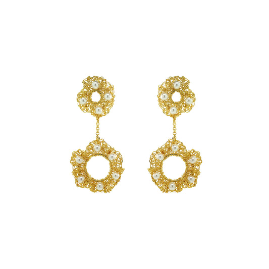 White-Gold-Nalu-dangle-Handmade-Crochet-Earrings handmade-crochet-dangle-with-unique-design-18k-gold-filled-wire-hypoallergenic-lightweight-statement
