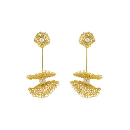 White-Gold-Nalu-maxi-dangle-Handmade-Crochet-Earrings handmade-crochet-large-dangle-with-unique-design-18k-gold-filled-wire-hypoallergenic-lightweight-statement
