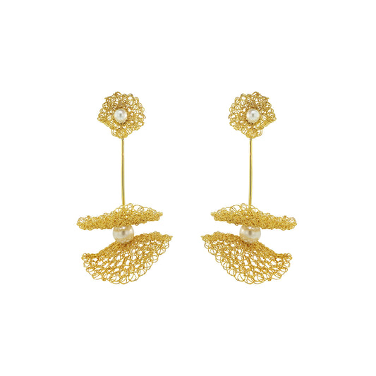 White-Gold-Nalu-maxi-dangle-Handmade-Crochet-Earrings handmade-crochet-large-dangle-with-unique-design-18k-gold-filled-wire-hypoallergenic-lightweight-statement