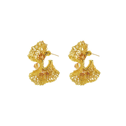 Amber-Gold-Nalu-Hoops-Handmade-Crochet-Earrings handmade-crochet-hoops-with-unique-design-18k-gold-filled-wire-hypoallergenic-lightweight-statement-jewelry