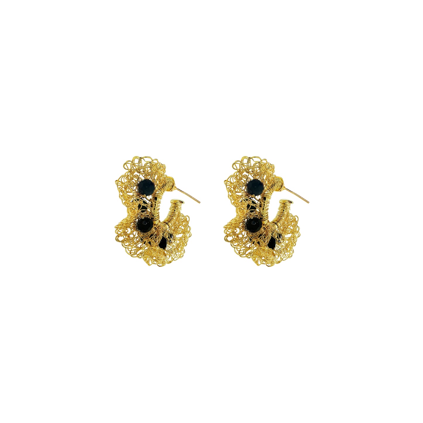 Black-Gold-Nalu-Hoops-Handmade-Crochet-Earrings handmade-crochet-hoops-with-unique-design-18k-gold-filled-wire-hypoallergenic-lightweight-statement-jewelry