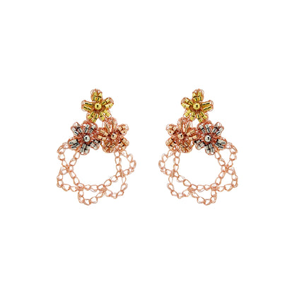 Trio Gold Mix Aster Trio Handmade Crochet Earrings
