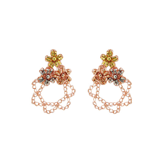 Trio Gold Mix Aster Trio Handmade Crochet Earrings