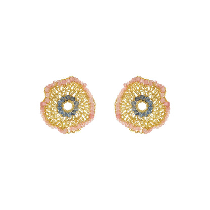 Soft Pink & Blue Mix Crista Post Handmade Crochet Earrings