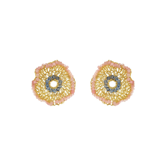 Soft Pink & Blue Mix Crista Post Handmade Crochet Earrings