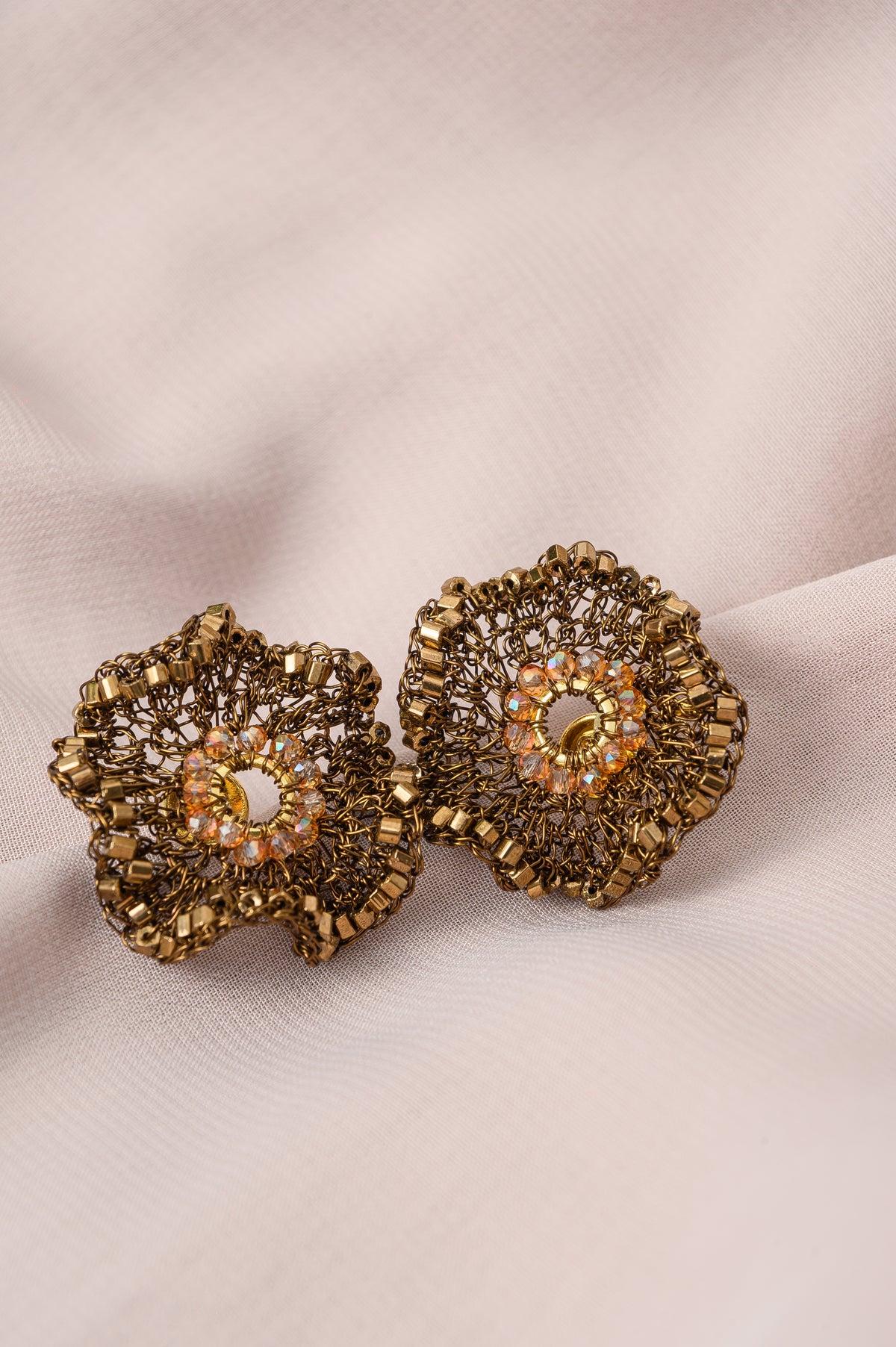 Sepia Mix Crista Post Handmade Crochet Earrings