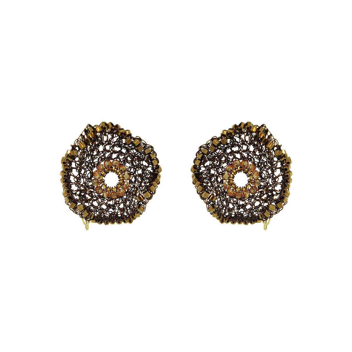 Sepia Mix Crista Post Handmade Crochet Earrings
