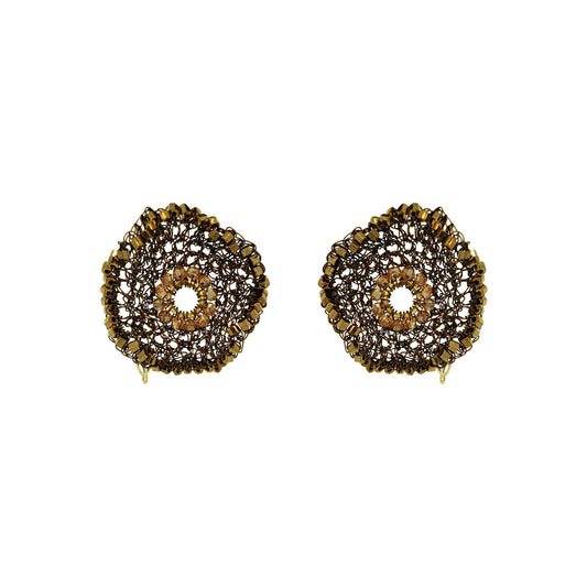 Sepia Mix Crista Post Handmade Crochet Earrings