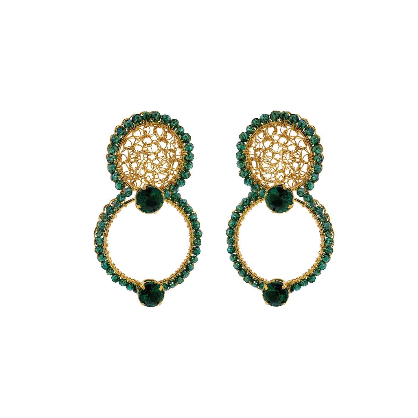 Emerald Prisma Handmade Crochet Earrings