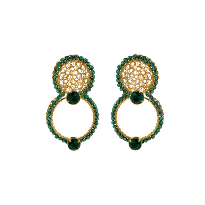 Emerald Prisma Handmade Crochet Earrings