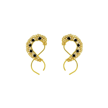 Black-Gold-Nalu-Infinite-Handmade-Crochet-Earrings-handmade-crochet-drop-with-unique-design-18k-gold-filled-wire-hypoallergenic-lightweight-statement