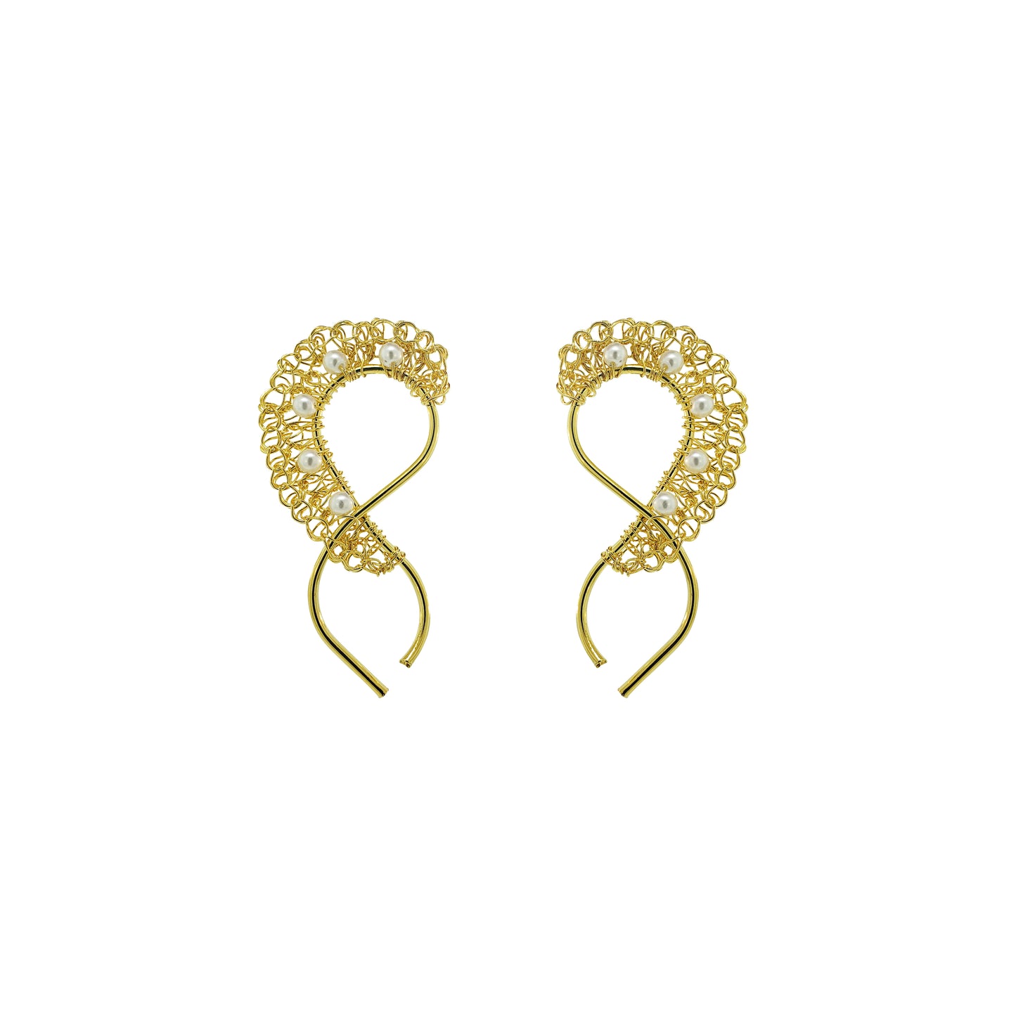 Pearl-Gold-Nalu-Infinite-Handmade-Crochet-Earrings-handmade-crochet-drop-with-unique-design-18k-gold-filled-wire-hypoallergenic-lightweight-statement