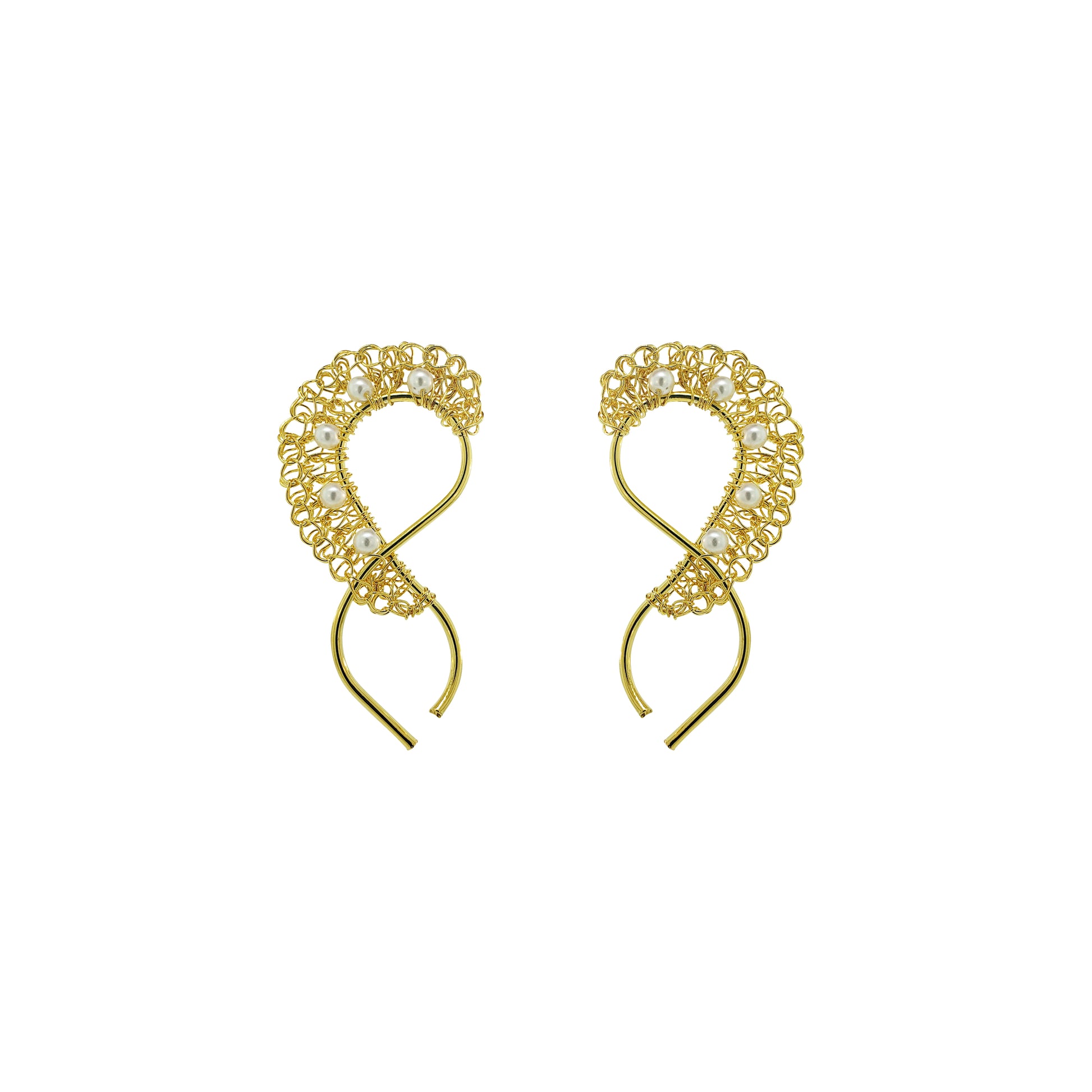 Pearl-Gold-Nalu-Infinite-Handmade-Crochet-Earrings-handmade-crochet-drop-with-unique-design-18k-gold-filled-wire-hypoallergenic-lightweight-statement