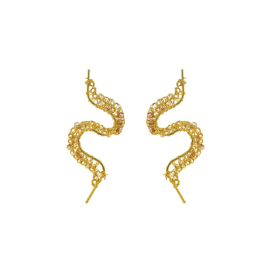 Amber-Gold-Nalu-Handmade-Crochet-Earrings-handmade-crochet-drop-with-unique-design-18k-gold-filled-wire-hypoallergenic-lightweight-statement- organic