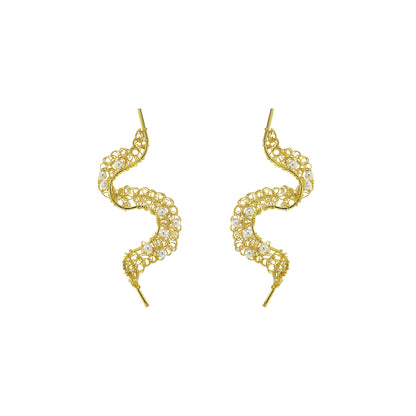 Pearl-Gold-Nalu-Handmade-Crochet-Earrings-handmade-crochet-drop-with-unique-design-18k-gold-filled-wire-hypoallergenic-lightweight-statement- organic