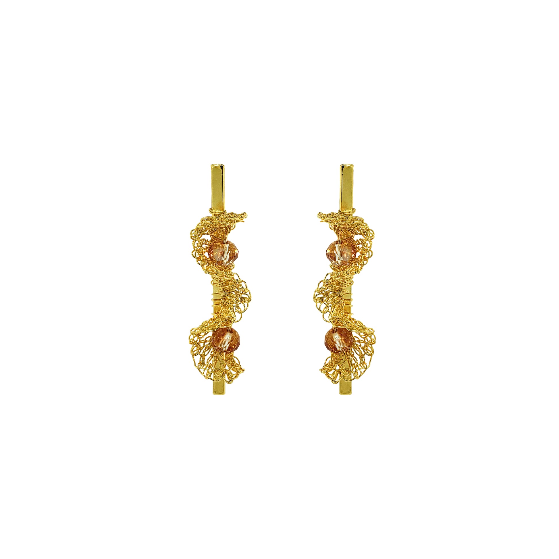 Amber-Gold-Nalu-Mini-Drop-Handmade-Crochet-Earrings-handmade-crochet-drop-with-unique-design-18k-gold-filled-wire-hypoallergenic-lightweight-statement
