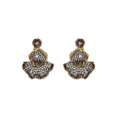 Sepia Mix Jasmine Trio Handmade Crochet Earrings