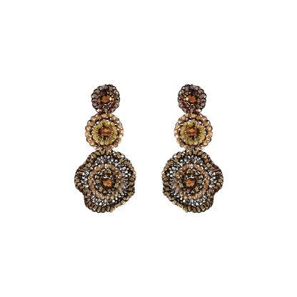Sepia Mix Celosia Trio Handmade Crochet Earrings
