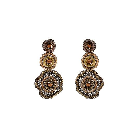 Sepia Mix Celosia Trio Handmade Crochet Earrings