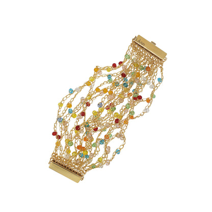 Multicolor & Gold Multi-String Handmade Crochet Bracelet