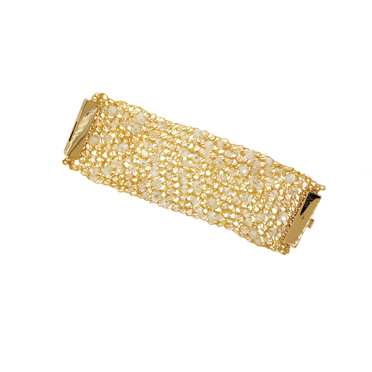 Clear & Gold Aurora Maxi Handmade Crochet Bracelet