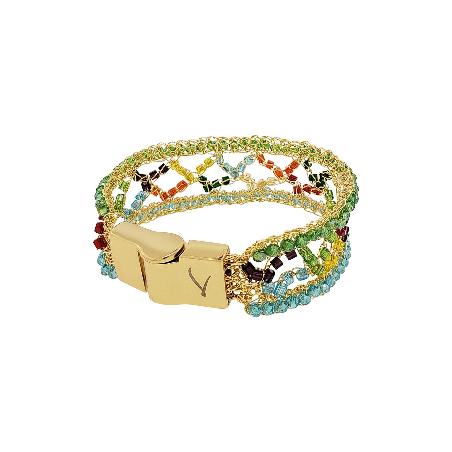 Multi & Gold Zia Handmade Crochet Bracelet