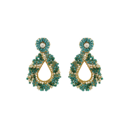 Ocean Teal Mix Fiona Handmade Crochet Earrings