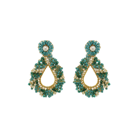 Ocean Teal Mix Fiona Handmade Crochet Earrings