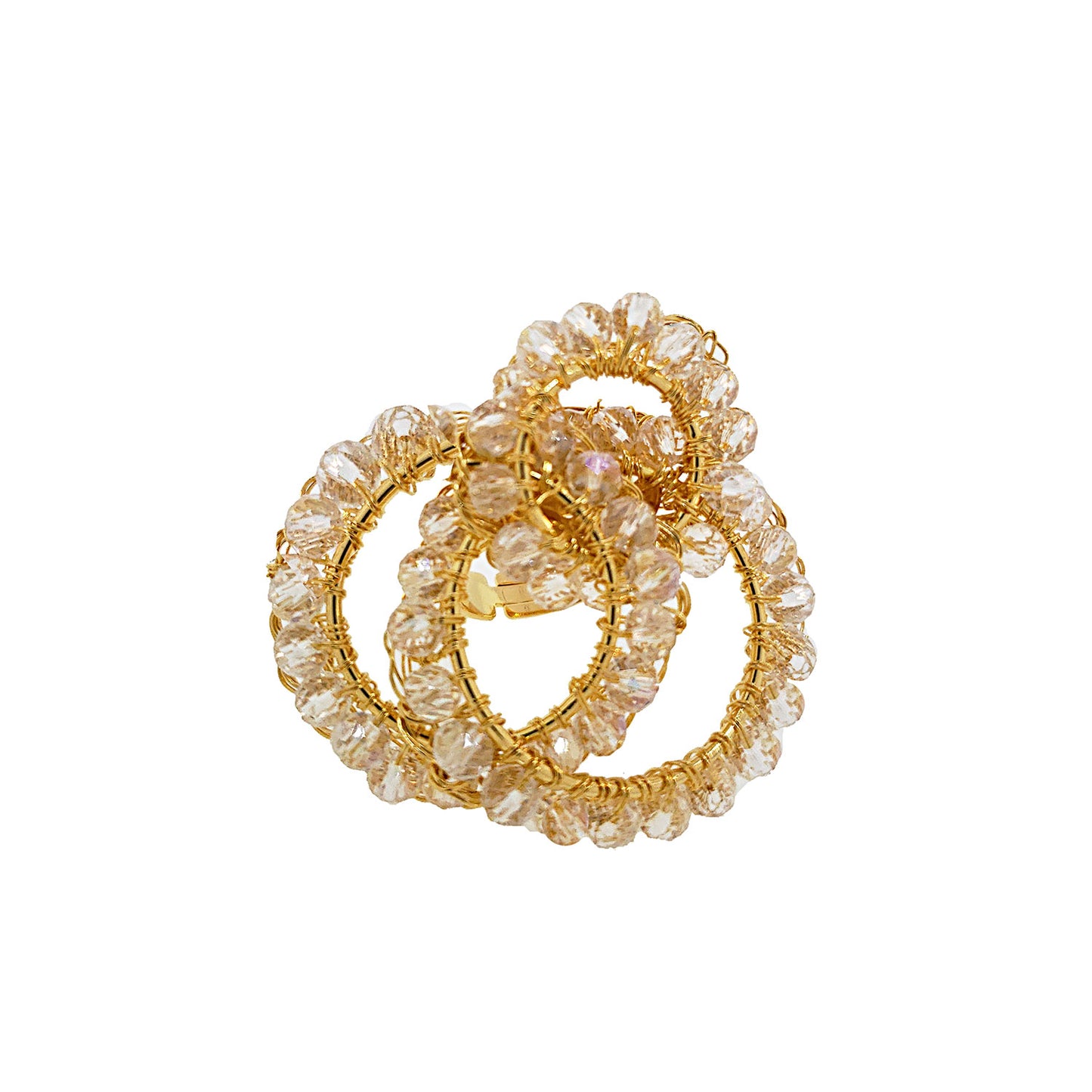 Clear & Gold Ellie Handmade Crochet Ring