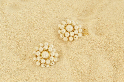 Pearl & Gold Ava Post Handmade Crochet Earrings