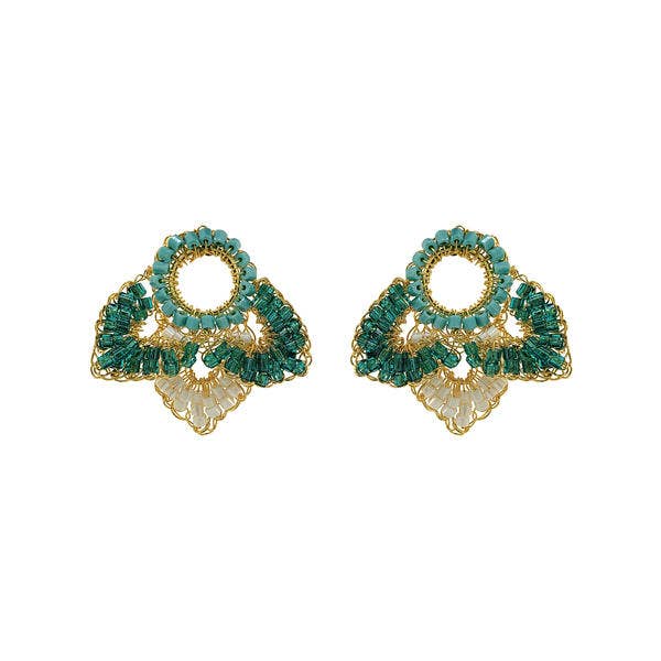 Ocean Teal Mix Mermaid Mini Posts Handmade Earrings