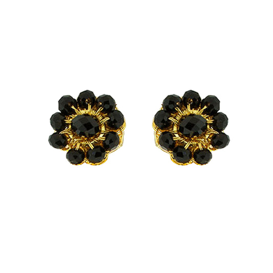 Black & Gold Chloe Post Handmade Crochet Earrings